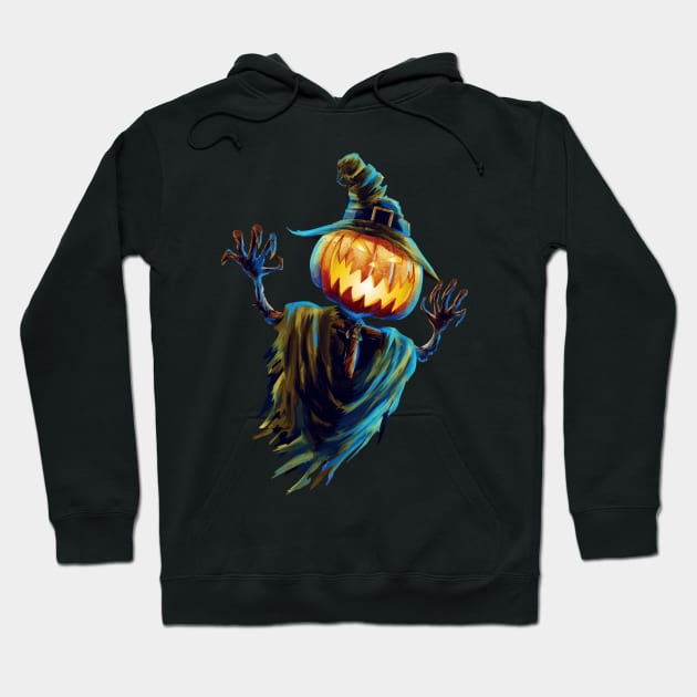 Halloween Fun - Scary Pumpkin Scarecrow Hoodie by designsbycreation
